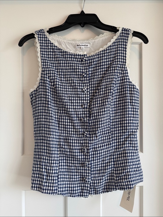 Reformation Tops - Reformation linen gingham shirt vest button down
